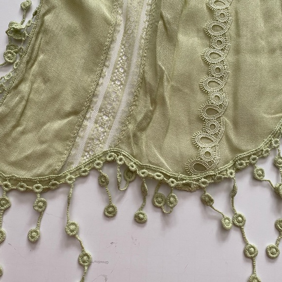 Chico’s Laura Lace Boho Scarf Straight Oblong scarves svelte sage - Picture 10 of 11